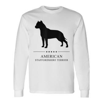 American Staffordshire Terrier Black Silhouette Long Sleeve T-Shirt | Mazezy