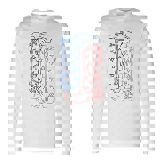 All American Western Girl Cowgirl Cowboy Boots 4Th Of July Long Sleeve T-Shirt | Mazezy