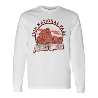 Angels Landing Zion National Park Vintage Graphic Long Sleeve T-Shirt | Mazezy