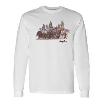 Apsara Angkor Wat Cambodia Long Sleeve T-Shirt | Mazezy