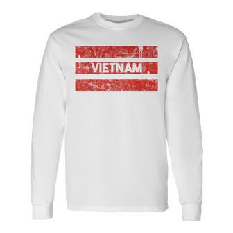 Asia Vietnamese Vietnam Viet Pride Proud Flag Red Stripes Long Sleeve T-Shirt T-Shirt | Mazezy
