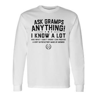 Ask Gramps Anything Gramps Fathers Day Grandpa Long Sleeve T-Shirt | Mazezy