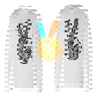 Asl Turkey Hand Peace Sign Thanksgiving Peace Love Turkey Long Sleeve T-Shirt | Mazezy