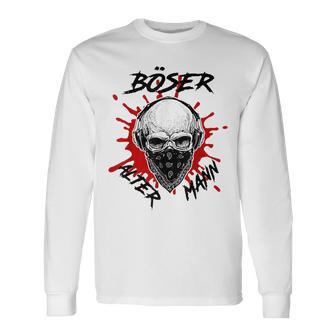 Bad Old Man Skull With Bandaner Gangster Hoodlum Long Sleeve T-Shirt T-Shirt | Mazezy