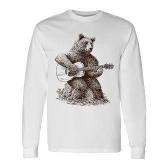 Bear Playing Guitar Players Music Dad Rock N Roll Long Sleeve T-Shirt T-Shirt | Mazezy