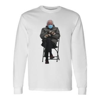 Bernie Sanders Meme Sitting Inauguration Day Meme Long Sleeve T-Shirt T-Shirt | Mazezy