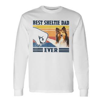 Best Shetland Sheepdog Sheltie Dad Ever Vintage Father Long Sleeve T-Shirt T-Shirt | Mazezy