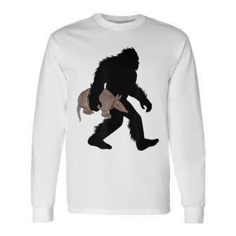 Bigfoot Cradling Armadillo Cryptid Sasquatch Long Sleeve T-Shirt T-Shirt | Mazezy DE