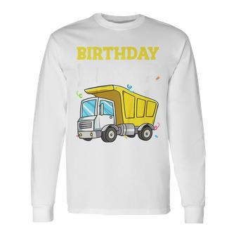 Birthday Boy 5 Five Construction Truck Party 5Th Birthday Long Sleeve T-Shirt | Mazezy
