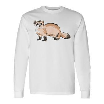 Black Footed Ferret Illustration For Ferret Pet Animal Lover Long Sleeve T-Shirt | Mazezy