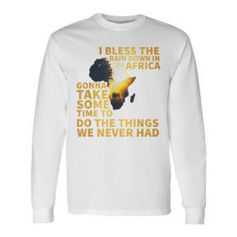 I Bless The Rain Down In Africa 90S 80S Old School Long Sleeve T-Shirt | Mazezy