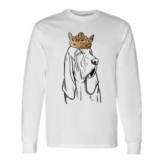 Bloodhound Dog Wearing Crown Long Sleeve T-Shirt | Mazezy