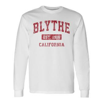 Blythe California Ca Vintage Sports Red Long Sleeve T-Shirt | Mazezy