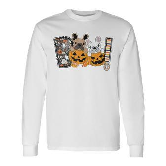 Boo French Bulldog Pumpkin Candy Dog Puppy Halloween Costume Long Sleeve T-Shirt - Monsterry AU