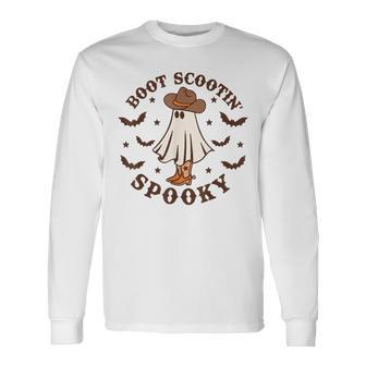 Boot Scootin Spooky And Cowboy Ghost Cute Spooky Long Sleeve T-Shirt | Mazezy