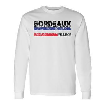 Bordeaux France Flag Tricolor French Distressed Cool Long Sleeve T-Shirt - Seseable