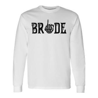 Bride Groom Skeleton Hand Halloween Wedding Bachelorette Long Sleeve - Monsterry DE