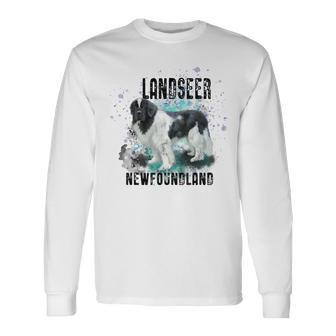 Brightly Painted Landseer Newfoundland Dog Breed Long Sleeve T-Shirt | Mazezy