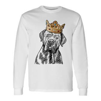 Cane Corso Dog Wearing Crown Long Sleeve T-Shirt | Mazezy
