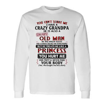 You Cant Scare Me I Have Crazy Grandpa Grumpy Old Red Plaid Long Sleeve T-Shirt T-Shirt | Mazezy