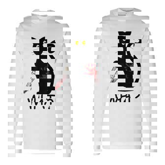 What Cat Murder With Knife Horror Cat Halloween Halloween Long Sleeve T-Shirt | Mazezy