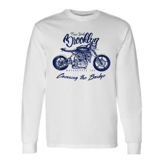 Chases Motorcycle Brooklyn Bridge Nyc Long Sleeve T-Shirt T-Shirt | Mazezy