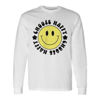 Choose Happy 70S Yellow Smile Face Cute Smiling Face Long Sleeve - Monsterry