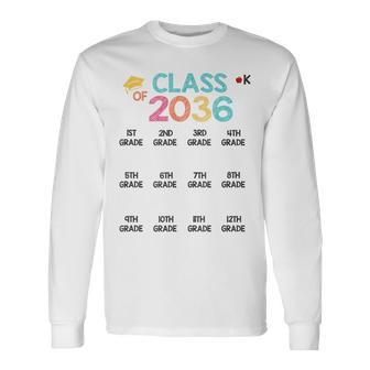 Class Of 2036 Grow With Me With Space For Checkmarks Long Sleeve - Monsterry CA