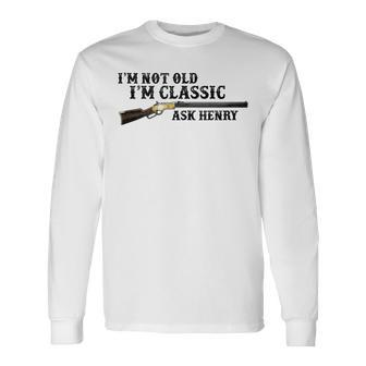Classic Henry Lever Action Rifle For Gun Enthusiasts Long Sleeve T-Shirt T-Shirt | Mazezy