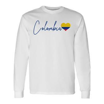Colombia Heart Pride Colombian Flag Long Sleeve T-Shirt - Monsterry