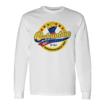 Colombian Independence Day Colombia Flag Retro Vintage Style Colombia Long Sleeve T-Shirt T-Shirt | Mazezy