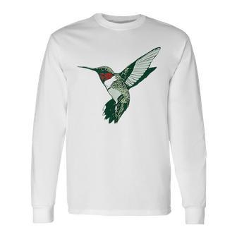 Cool Migrating Birds Ruby-Throated Hummingbird Long Sleeve T-Shirt | Mazezy