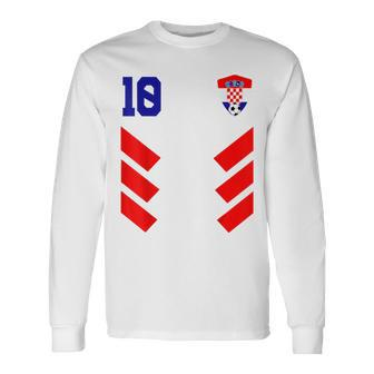 Croatia Soccer Jersey Croatian Football Flag Long Sleeve T-Shirt T-Shirt | Mazezy