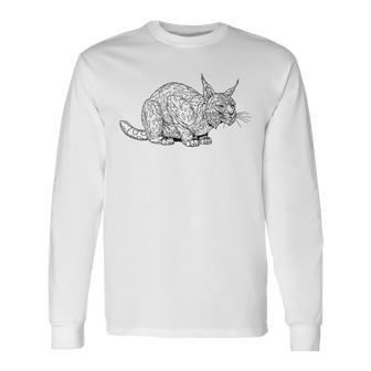 Crouching Iberian Lynx Print Long Sleeve T-Shirt | Mazezy