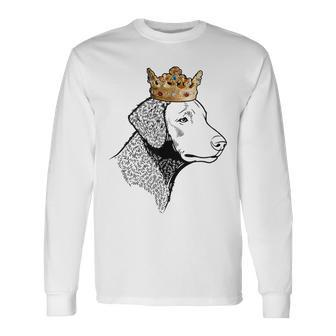 Curly-Coated Retriever Dog Wearing Crown Long Sleeve T-Shirt | Mazezy
