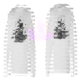 Cute Black Cats Moon Halloween Cat Halloween Cat Long Sleeve T-Shirt | Mazezy