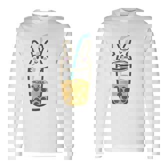 Cute Boba Milk Tea Bubble Tea In Bunny Rabbit Shaped Cup For Rabbit Lovers Long Sleeve T-Shirt T-Shirt | Mazezy