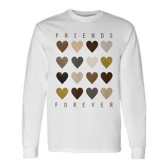 Cute Friends Forever Watercolor Patterned Hearts Friendship Long Sleeve T-Shirt - Monsterry AU