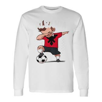 Dabbing Soccer Albania Soccer Albanian Long Sleeve T-Shirt T-Shirt | Mazezy