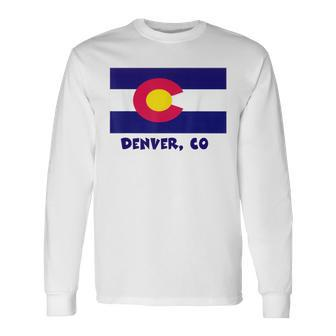 Denver Colorado Usa Flag Souvenir Long Sleeve T-Shirt | Mazezy