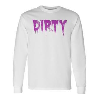 Dirty Words Horror Movie Themed Purple Distressed Dirty Long Sleeve T-Shirt | Mazezy