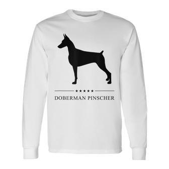 Doberman Pinscher Black Silhouette Long Sleeve T-Shirt | Mazezy