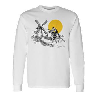 Don Quixote Vs Windmill In Sunshine Long Sleeve T-Shirt | Mazezy