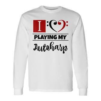 Double Bass Clef Heart I Love Playing My Autoharp Musician Long Sleeve T-Shirt | Mazezy