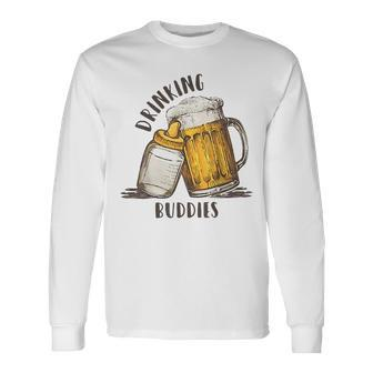 Drinking Buddies Dad And Baby Matching Fist Father Drinking Long Sleeve T-Shirt T-Shirt | Mazezy