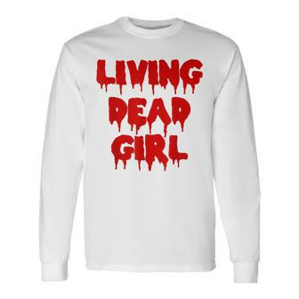 Dripping Blood Halloween Zombie Movie Living Dead Girl Halloween Long Sleeve T-Shirt | Mazezy