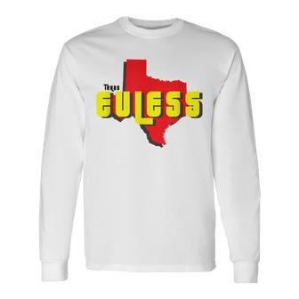 Euless Texas State Outline Retro Tx Long Sleeve T-Shirt | Mazezy AU