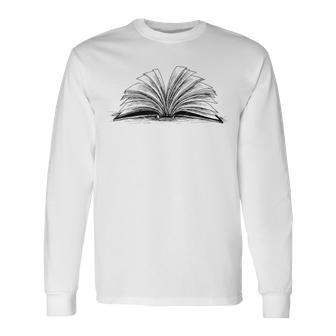 Excellent Book Motif Pencil Drawing Drawing Long Sleeve T-Shirt T-Shirt | Mazezy