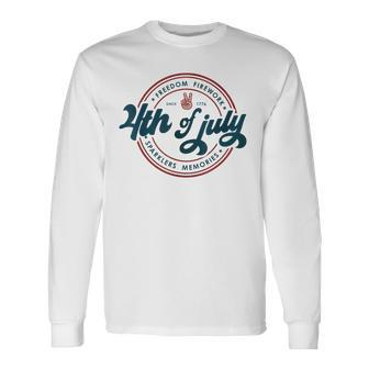 Fourth Of July America Freedom Firework Sparklers Memories Freedom Long Sleeve T-Shirt | Mazezy