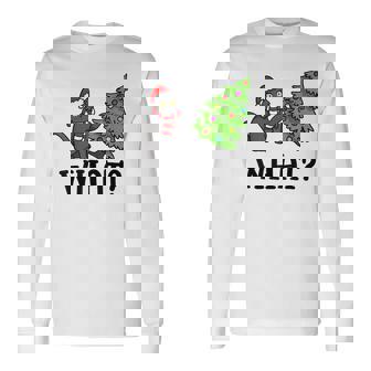 What Black Cat Santa Pushing Christmas Tree Cat Lover Long Sleeve T-Shirt | Seseable CA